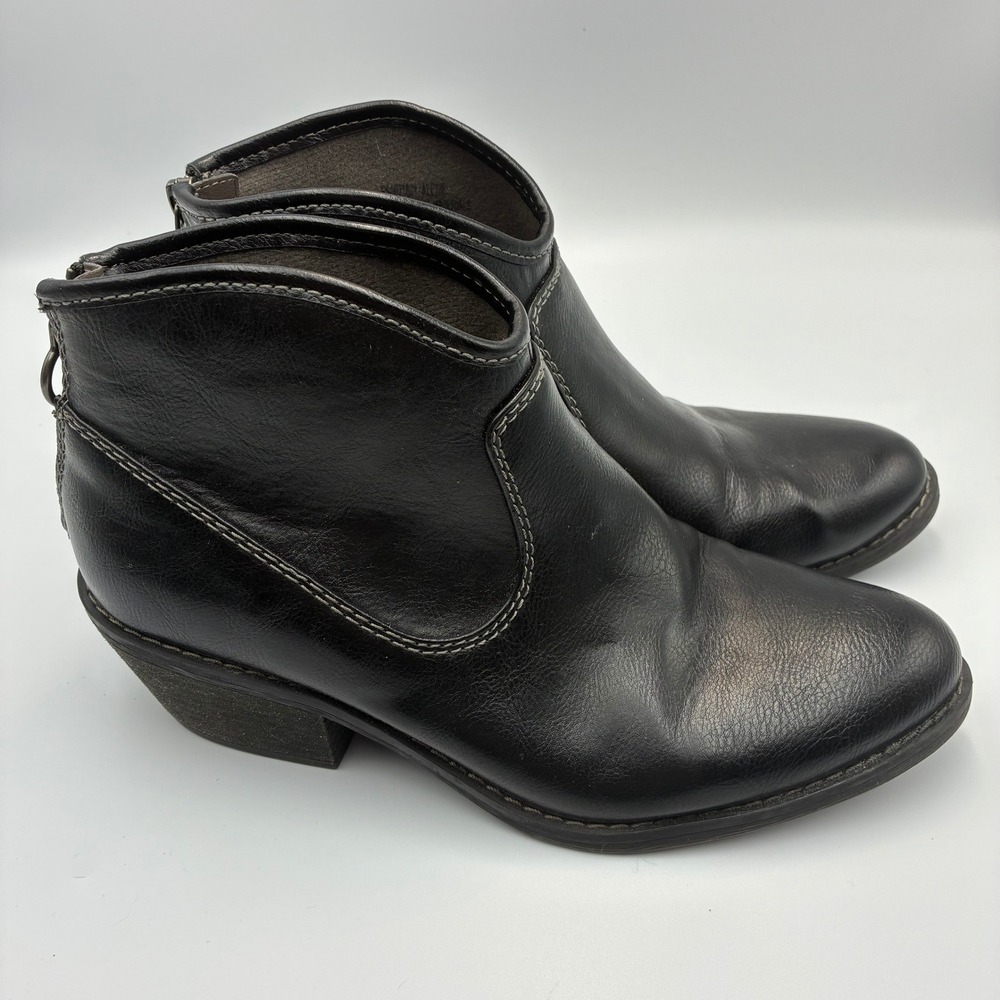Eurosoft by Sofft Alexie Black Faux Leather Ankle Boots Back Zip Womens 9M